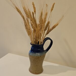 Rustic Blue and Tan Ceramic Vase